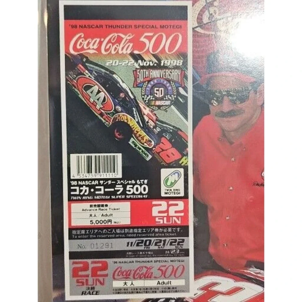 Vintage NASCAR Dale Earnhardt 1998 Coca-Cola 500 Commemorative Ticket